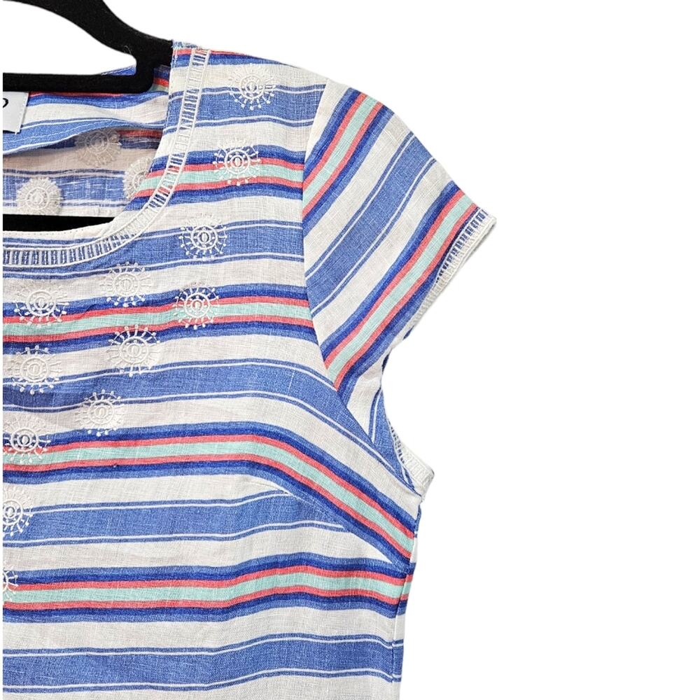 Hiho Rachel Dress Striped Print 100% Linen Size XS - Picture 7 of 8